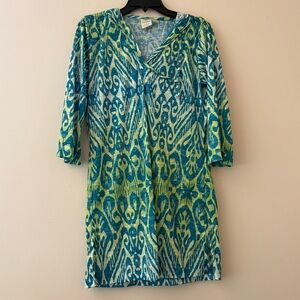 Balance Collection by Marika Ikat Print Hooded Tunic Cover-Up Dress Women’s M